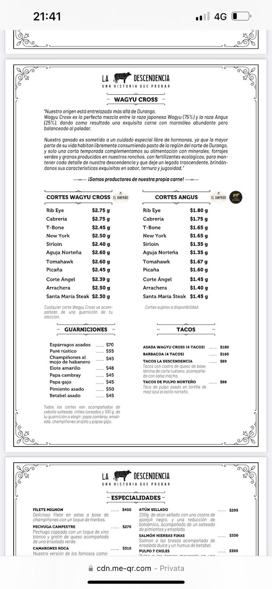 La Descendencia Restaurant Bar Menu - Image 2